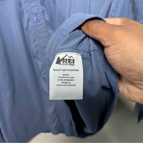 REI Coop Men Shirt XXL Blue Sahara Long-Sleeve Solid Vented Nylon Poly - Picture 10 of 15